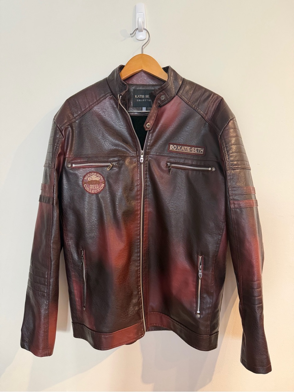 Katie Seth Men's Fashion Faux Leather Jacket